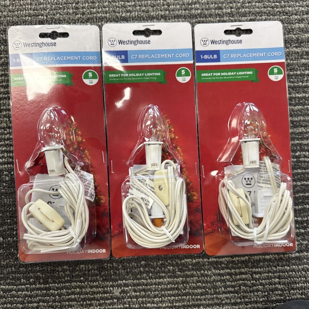 Westinghouse 3Pk Bulb Replacement Cord Replacement Cord White PVC
